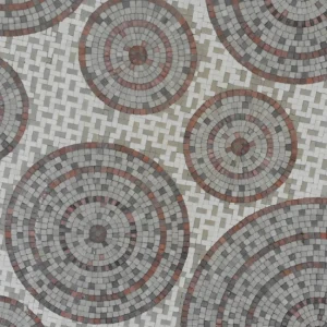 Tampak atas pola paving block lingkaran, perpaduan lingkaran besar dan kecil di Jembatan Baruyungan Pantai Indah Kapuk (PIK)